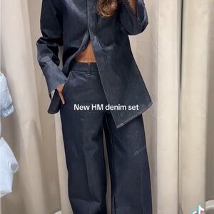 H&M Dark Indigo Wide-Leg Denim Pants